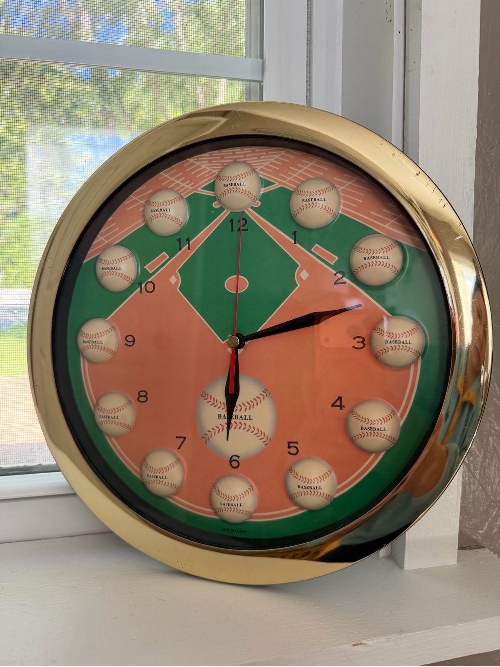 Vintage 1990s Baseball Diamond Quartz Wall Clock